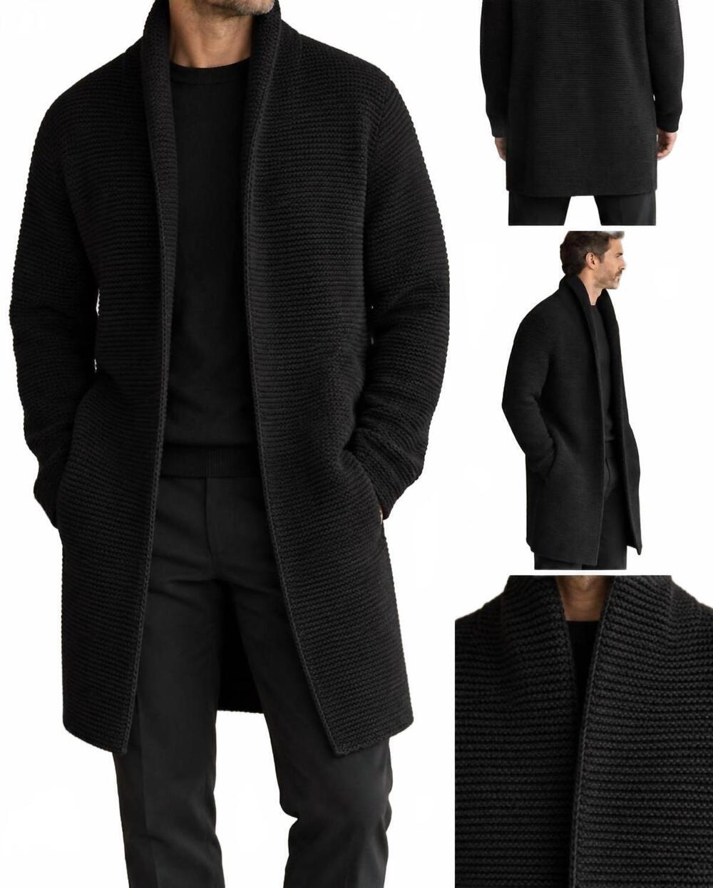 NEW RON TOMSON men's oversized cardigan in black